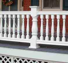 4-1/2" Wide Top & Bottom Flat Top Rail (Drink Rail) 1-3/4" Square Balusters 2-5/8" Turned Balusters 36" & 42" Height Options Available in 4' 6' 8' 10' Lengths 6" Turned or Recessed Panel Newel Posts