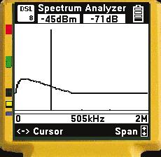 Wideband Spectrum Analyzer Sample Screens ISDN 2BIQ Cross-talk T1 Cross-talk ADSL Downstream Cross-talk Wideband Auto Test Inactive & Wideband Loss Frequencies Service Type Single Frequency (khz)