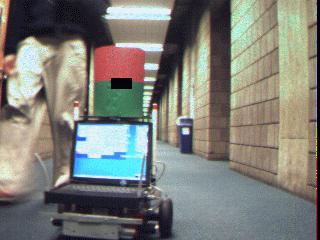 detecting robot (the laser scans are scaled for illustration purposes).