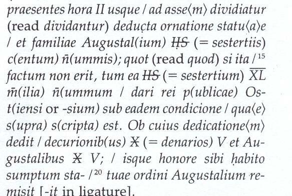 abbreviation S for semis Candido suo salutem souxtum saturnalicium iiii