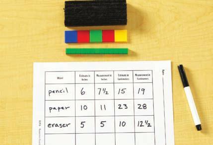 11" sheet of paper (1 per pair) 2 1. Have children estimate the length of the unsharpened pencil in tiles, then measure.