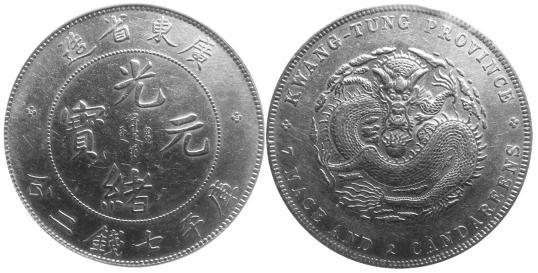Sinkiang (Also see Uighuristan Republic) 415. Cast AE Cash, ND(1821-1850). C28-3.1 and 28-3.2. Avg F- VF, scarce, with typical patina. 2 coins. ($100-150) 408P. Silver Dollar, ND (1890-1908).