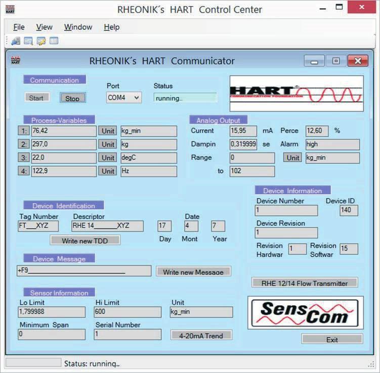 SensCom software is downloadable free-of-charge from the Rheonik website and available on CD as an accessory if a permanent factory supplied copy is required.