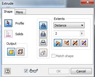 g. You will need to select the following items in this dialogue box to extrude your circle: i.