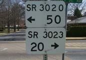 At intersections, signs are used to identify beginning or ending State routes or segments.