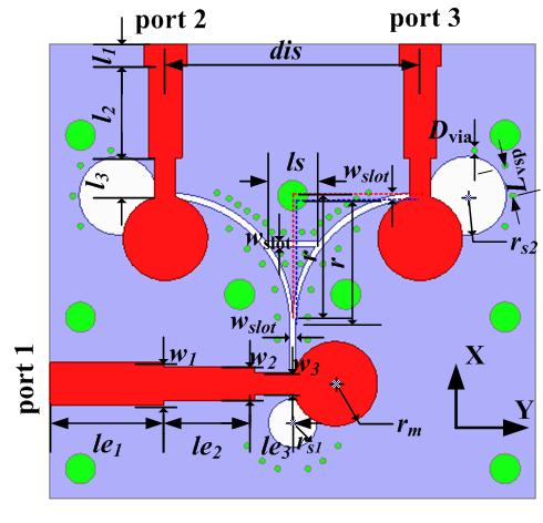 76 Yao et al. Figure 4. Radiation patterns of Prototype B and Prototype C at 5 GHz. Figure 5. Configuration of the proposed balun. Front view. 3-D view. (c) Exploded view.