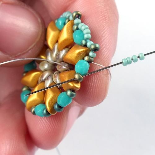 16) Weave through beads to get to the lower hole