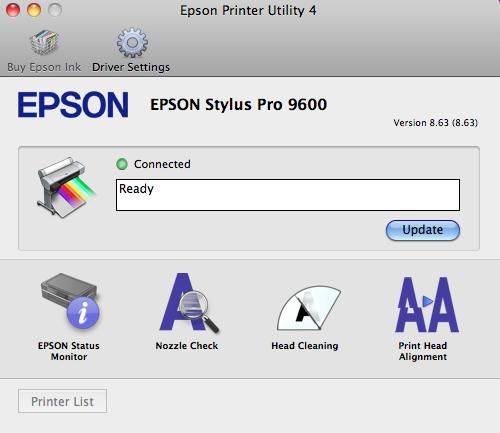 On the dock, click on Epson Printer Utility 4 This window will open