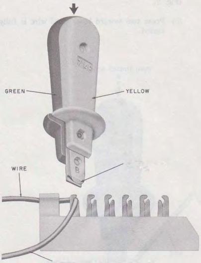 01 The 161A adapter (Fig. 9) permits terminating a spade-tipped lead to a terminal of the 66-type connecting blocks.