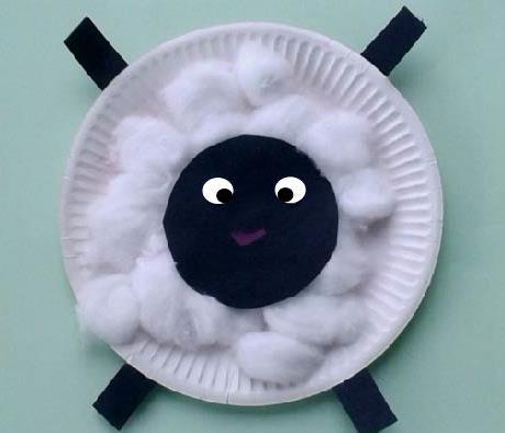 Put glue onto the back of the paper circle and stick this into the centre of the cotton ball covered paper plate. 3.