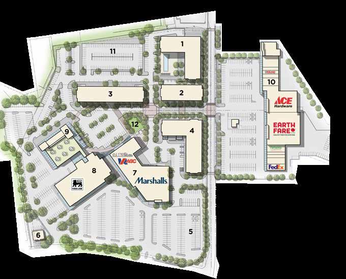 SITE PLAN Residential 330,000 SF total 240 units, up to 628 residents Five stories with ground-level retail Retail 233,047 SF total 56,243 SF new space 176,804 SF redeveloped space Office Space 6,319