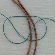 Begin by forming a loose circle with the two leather strands, placing the unstrung ends