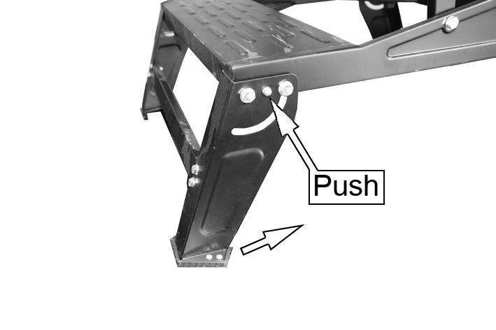 Rotate the feet to the open position. The feet will lock into place when fully opened. 4. Test the stability of the table by rocking it vigorously.