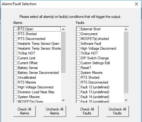 Alarm/Fault Setup Alarm/Fault setup is straightforward and will depend on the device that is connected. GenStart Setup Many options are available for GenStart.
