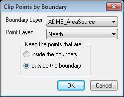 Ensure the point and boundary tables are open in MapInfo. 2. Click on the Clip Points by Boundary button to display the Clip Points by Boundary dialogue. 3.