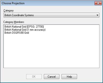 Section Two: Introduction to MapInfo 4. Press the Projection... button, and choose an appropriate projection.