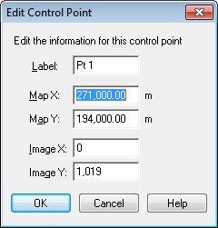 Now you must provide coordinates for at least four control points on the map so that MapInfo can determine the position, scale and rotation of the image.