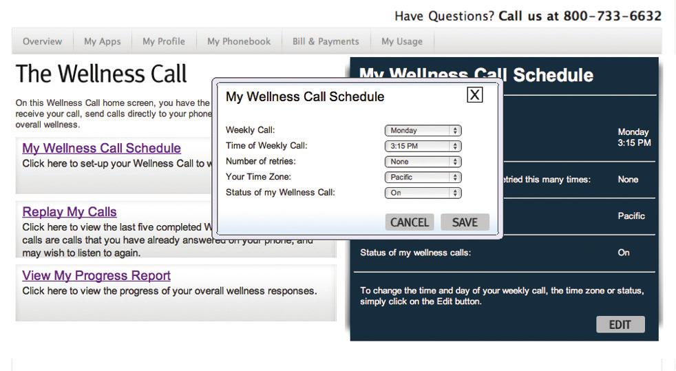 When you enter your Wellness Call home screen, you will automatically see your current call schedule, as shown in Figure C on the following page. Figure D 2.