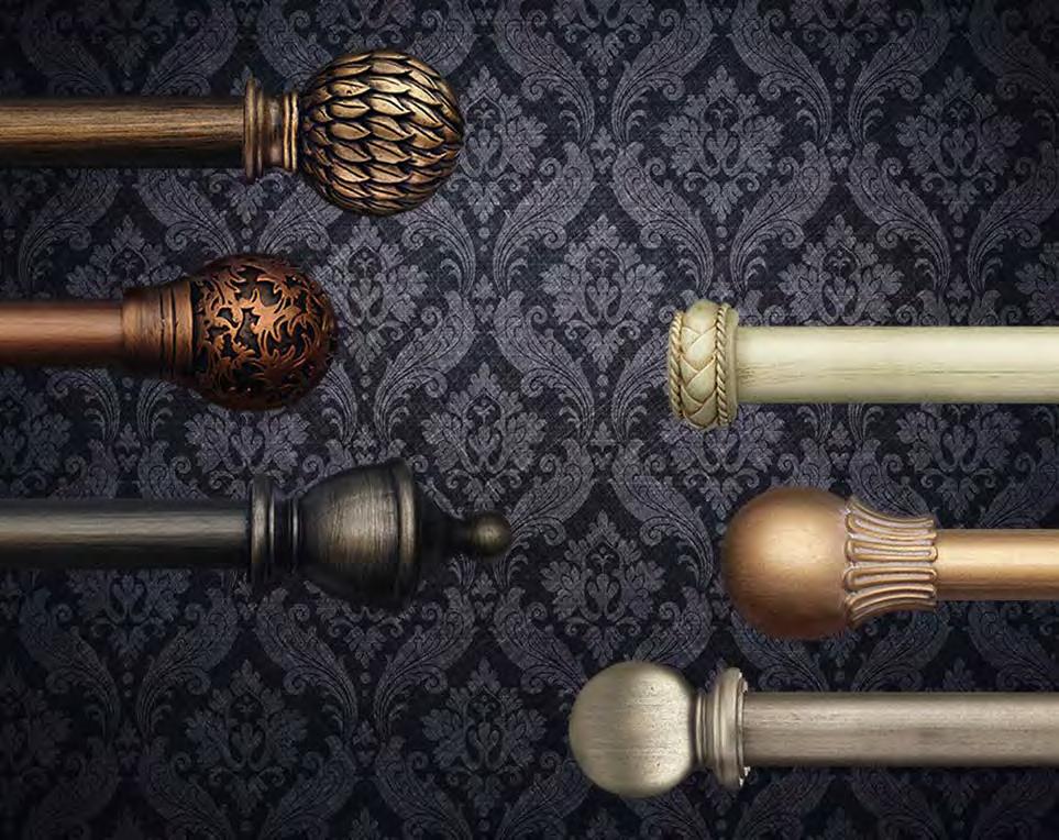 A 35mm pole kits, available in 150cm, 180cm, 240cm, 300cm, 360cm 50mm pole kits, available in 150cm, 180cm, 240cm, 300cm, 360cm A Masterpiece pole in Black Gold (BLGD) with Phoenix finial B C