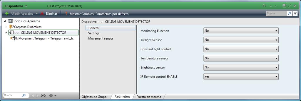 Project Development and Commissioning 1 General settings (General) Enable the functions that are going to be used. By default, all but the principal motion detection and remotely control are disabled.