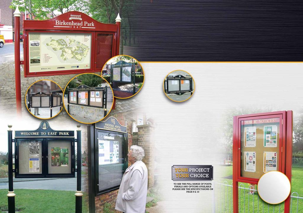 Chatsworth 1800 on plain posts. An Individual design incorporating park map and information panel Enhance your location, as well as providing information with post mounted notice boards.
