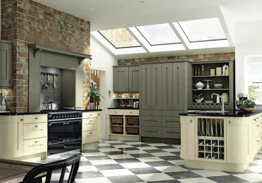 AUSTIN PAINT TO ORDER MUSSEL & OLIVE Shown with Granite
