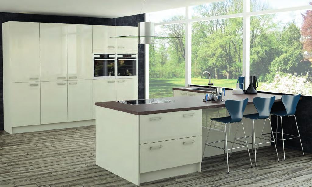 ALTA MUSSELL Shown with Marble Brown premium worktop and Eight by Eight Nickel Handle -