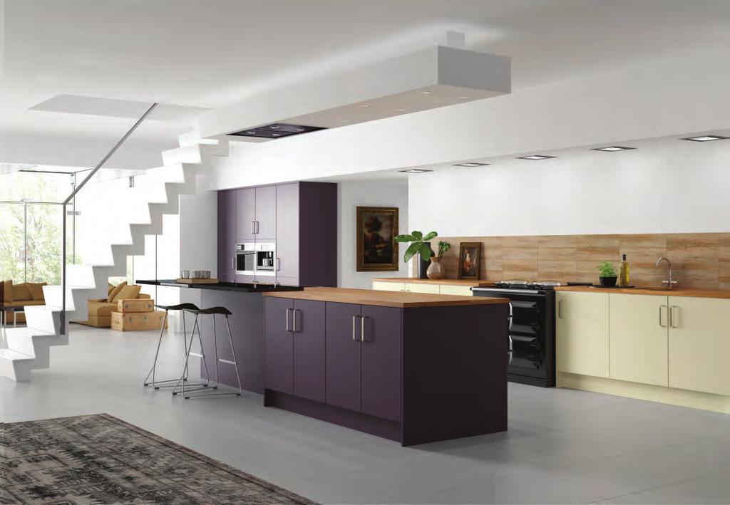 WESTPORT PAINT TO ORDER AUBERGINE & MUSSEL Shown with timber worktop and