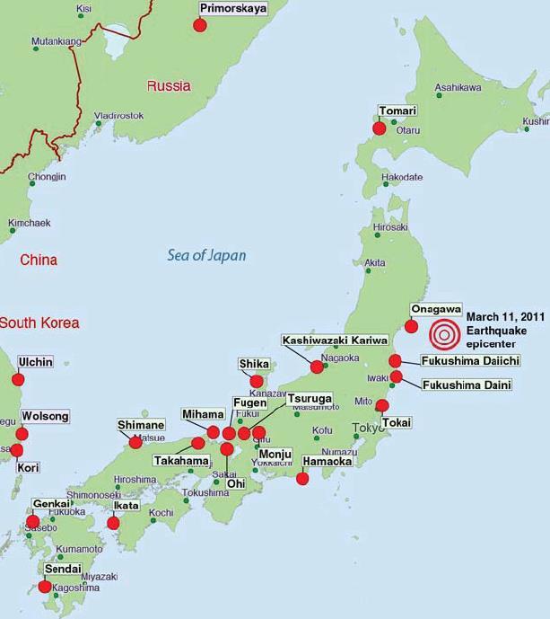 Location of Japanese Nuclear Power Plants (NPP).
