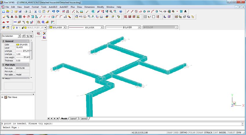 14. Finally from AutoNET > we select Convert single line to 3D and the program