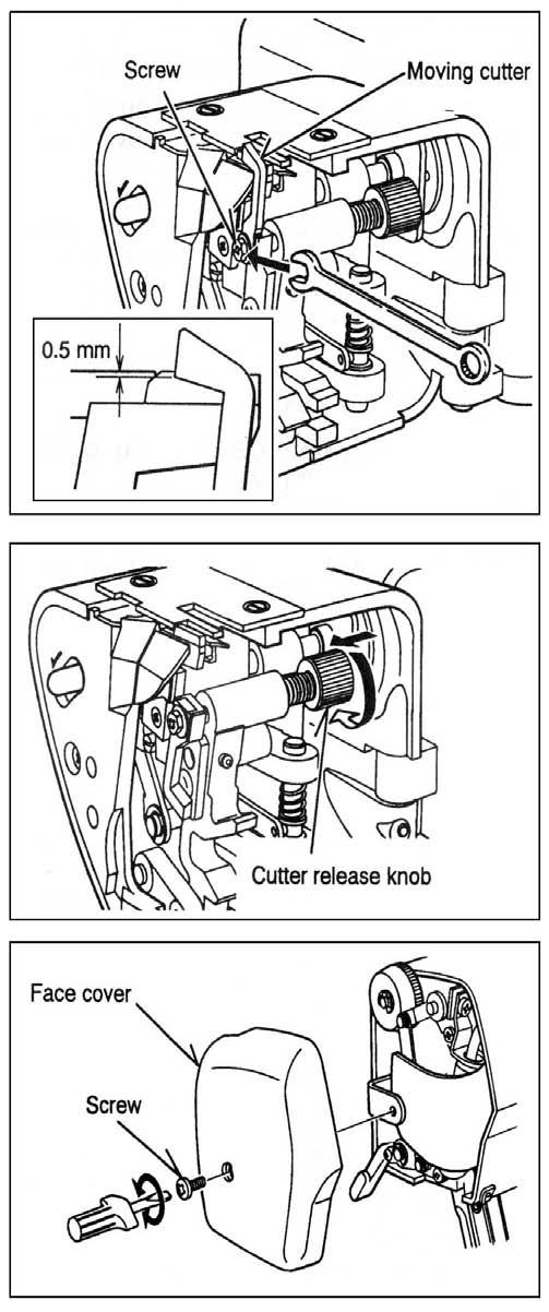 3. CARING FOR YOUR MACHINE REPLACING MOVING CUTTER Replace a moving cutter if it becomes blunt as follows. A spare cutter will be found in your accessories.