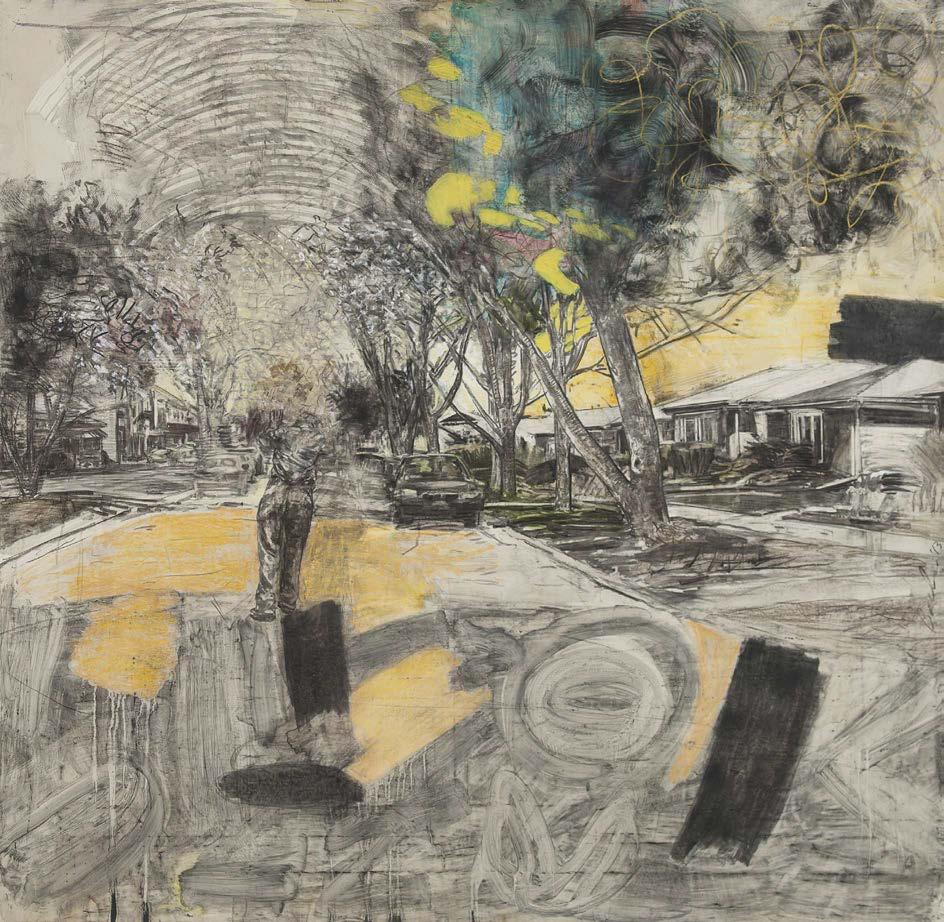 18 Push 2013, charcoal, oil, pastel and