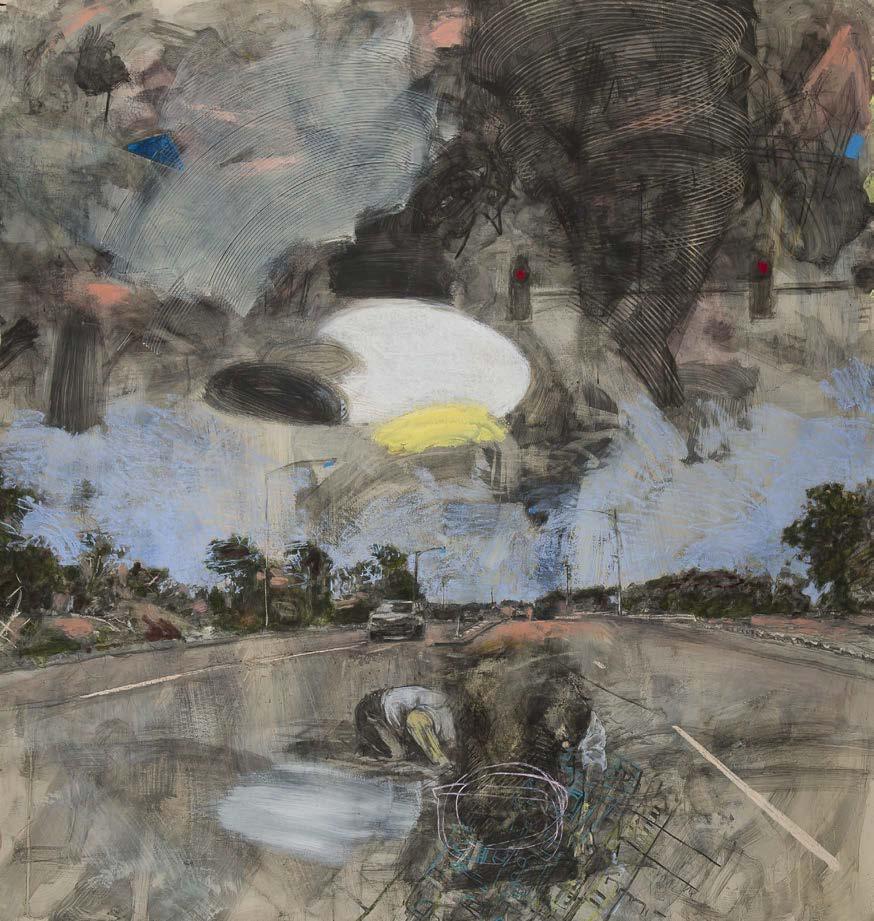 Cloud 2015, charcoal, oil, pastel and
