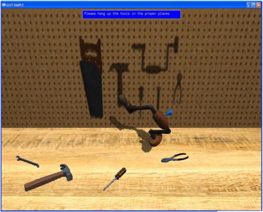 Gerber et al. Journal of NeuroEngineering and Rehabilitation 2014, 11:117 Page 4 of 15 Figure 2 Workbench cleaning task. The user needs to pick tools and hang them on the backboard.