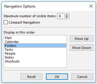 Use the visible items spinner to increase (or decrease) the number of items you d like to see at the bottom of the navigation pane.