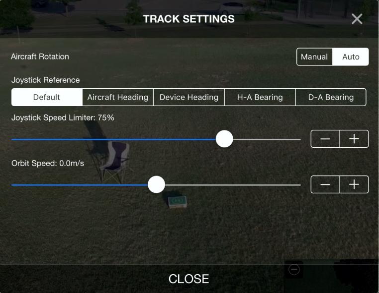 Track Settings Touch the Track Settings icon (on the left of the display) to open the Track Settings window.