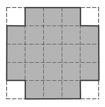 23. A tile in the shape of a cross is made by drawing a square of length 10cm and then removing