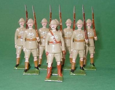 Britains Set 1294: British Infantry in Tropical Dress. Further to the prevailing theory of shades of khaki these figures could be British Infantry in Tropical Dress.