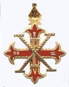 Although the picture doesn t show it due to reflection, the letters at the ends of the cross arms are bright, highpolished gold.