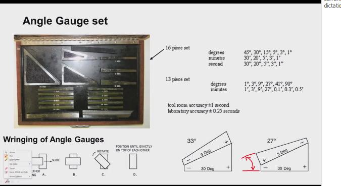 (Refer Slide Time: 27:47) And this is the angle gauge set different types of sets are available this a set with 16 pieces.