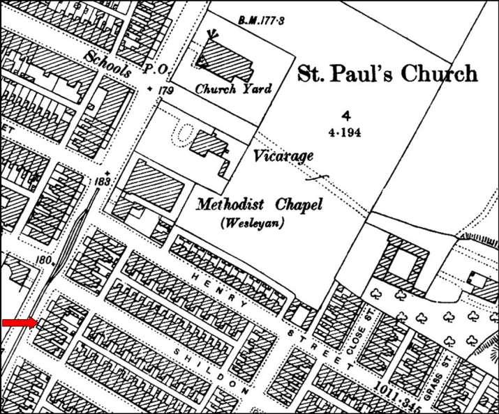 Find the Church, the Vicarage, and the Wesleyan Methodist Chapel and count 11