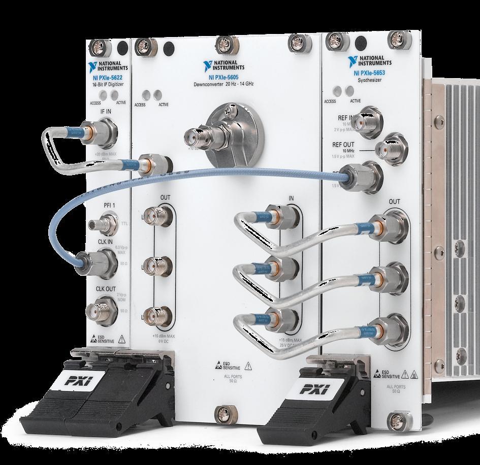 NI PXIe-5665: 14 GHz Spectrum Analyser Specifications Freq Range: 20 Hz to 3.6 / 14 GHz Analysis BW: 25/50 MHz with DDC Noise Floor : < -154 dbm/hz (<-165 dbm/hz) @ 1 GHz IP3: > +24 dbm (700 MHz to 3.
