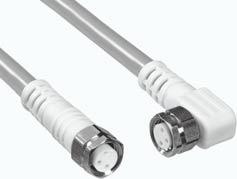 Cables and connectors Connecting cables M8 Food & Beverage Round connectors Especially suitable for use in the Food & Beverage industry Gold plated pins Improved resistance to chemicals, acids and
