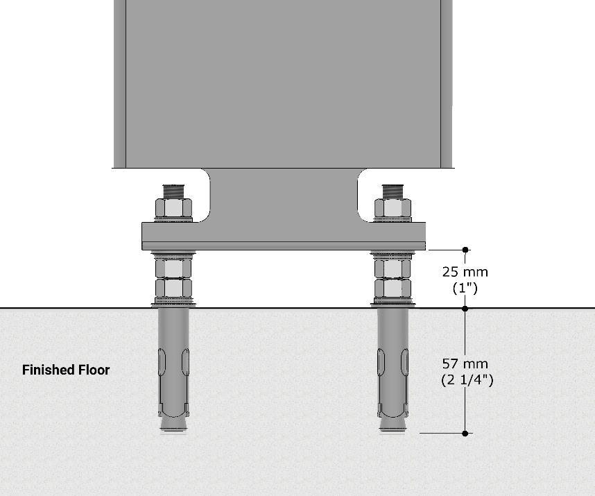 Appendix F-2 - Floor Mounted Pilasters Establish Floor Stud Locations Drill 57mm (2 ¼ ) deep holes for floor studs and position 25mm (1 ) in from edge of pilaster