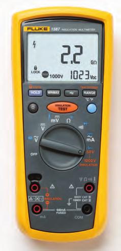 1 MΩ to 600 MΩ) Insulation test voltages (1587: 50 V, 100 V, 250 V, 500 V, 1000 V), (1577: 500 V, 1000 V) for many applications Live circuit detection prevents insulation test if voltage > 30 V is