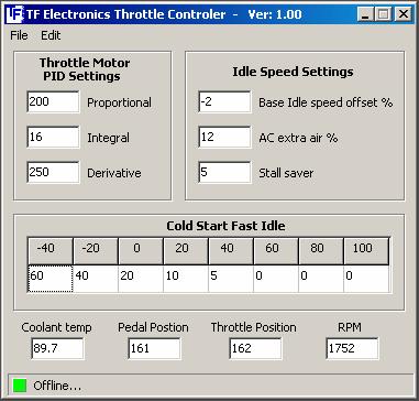Software Settings: Throttle Motor PID Settings: See PID Tuning part of this manual for detailed information on PID s and how to tune these.