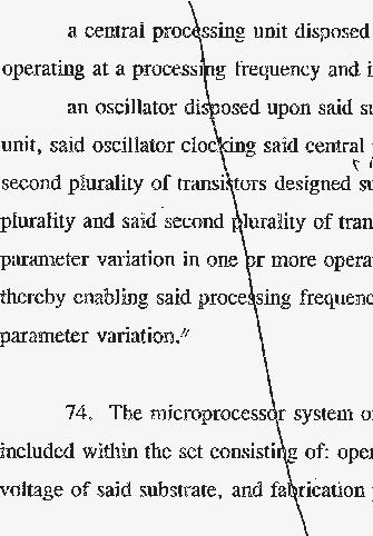 Case3:12-cv-03877-VC Document97-5 Filed08/18/15 Page5 of 11 parameter variation) sposed upon a substrate, said central processing unit and including a first plurality of transistors; aid substrate