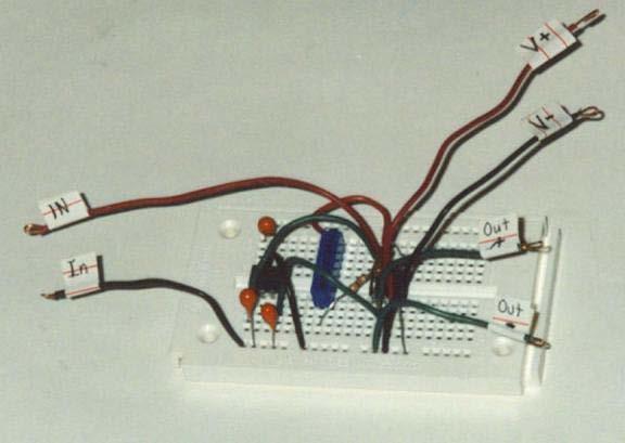 Figure 8. Close-up view of completed amplifier and DC offset circuit.