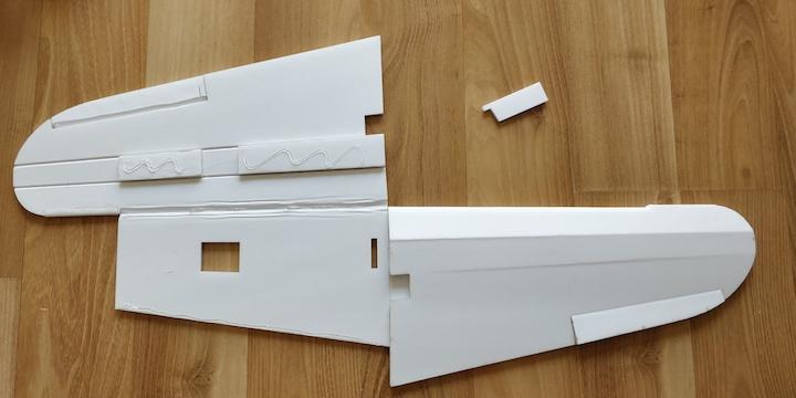Cut the single bevel on the ailerons and the double bevel on the leading