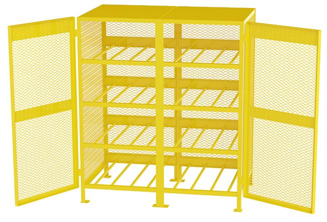 mesh door Yellow 8E498 CH120 Gas Cylinder Cabinet, 49x38x70, Capacity 12 Horizontal